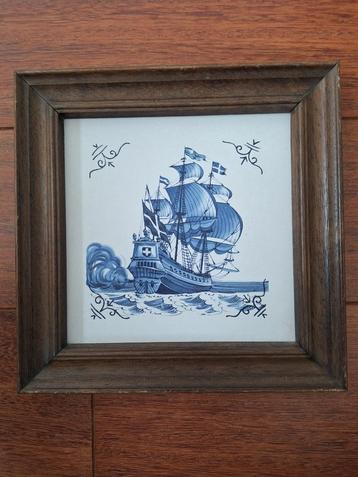 Ingelijste tegel 20 x 20 cm galjoen beschikbaar voor biedingen