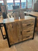 Magazijn leegverkoop nieuw dressoir Britt mangohout metal zw, Nieuw, Ophalen of Verzenden, Info@wkhome.nl, Argonweg 20 Amersfoort