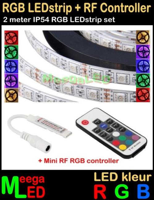 RGB LEDstrip - 60L/m - IP65 - SET 2m + RF controller, Huis en Inrichting, Lampen | Overige, Nieuw, Ophalen of Verzenden