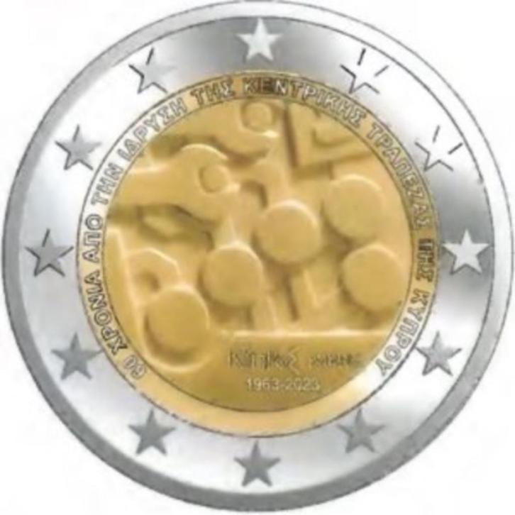 2 euro Cyprus “60 jaar Centrale Bank Cyprus’’ UNC 2023, Postzegels en Munten, Munten | Europa | Euromunten, Losse munt, 2 euro