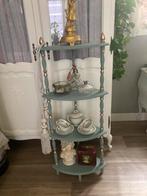 Mooi brocante hoekkastje groen goud etagere, Ophalen