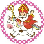 L620 icing frosting sinterklaas op eenhoorn 20cm eetbare top, Ophalen of Verzenden, Nieuw, Taarten, Versiering