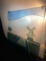 Glaskunst raam met Hollands landschap, Ophalen of Verzenden