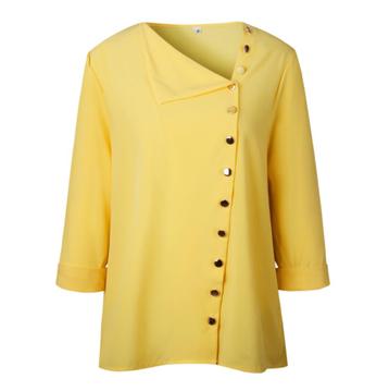 Geel shirt (gele trui dames knopen tuniek zomer top blouse) beschikbaar voor biedingen
