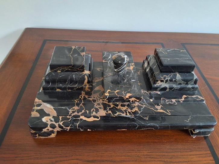 Vintage marmeren bureauset, art deco stijl, Antiek en Kunst, Antiek | Kantoor en Zakelijk, Ophalen of Verzenden