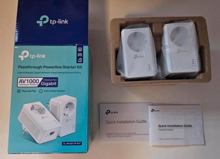 TP-Link AV1000 Gigabit Passthrough Powerline Starter Kit, Computers en Software, Netwerk switches, Zo goed als nieuw, Ophalen of Verzenden