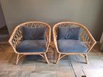 Rotan lounge stoelen IKEA Stockholm grijze kussens netjes, Huis en Inrichting, Ophalen, Gebruikt, Twee, Bruin