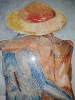 Origineel schilderij 55x75 in messing lijst, Ophalen