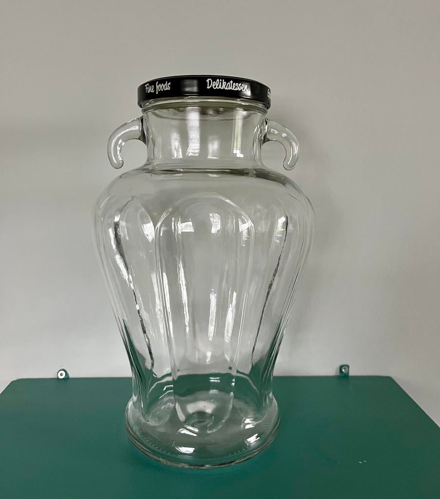 Grote glazen voorraadpot met deksel, Ophalen of Verzenden, Zo goed als nieuw