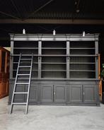 Grote brede bibliotheekkast | Zwarte boekenkast #2013, Eikenhout, 200 cm of meer, Met deur(en), Ophalen of Verzenden