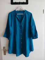 Modieuze blauwe linnen blouse van OSKA. Maat 34/36., Kleding | Dames, Blouses en Tunieken, Zo goed als nieuw, Maat 34 (XS) of kleiner