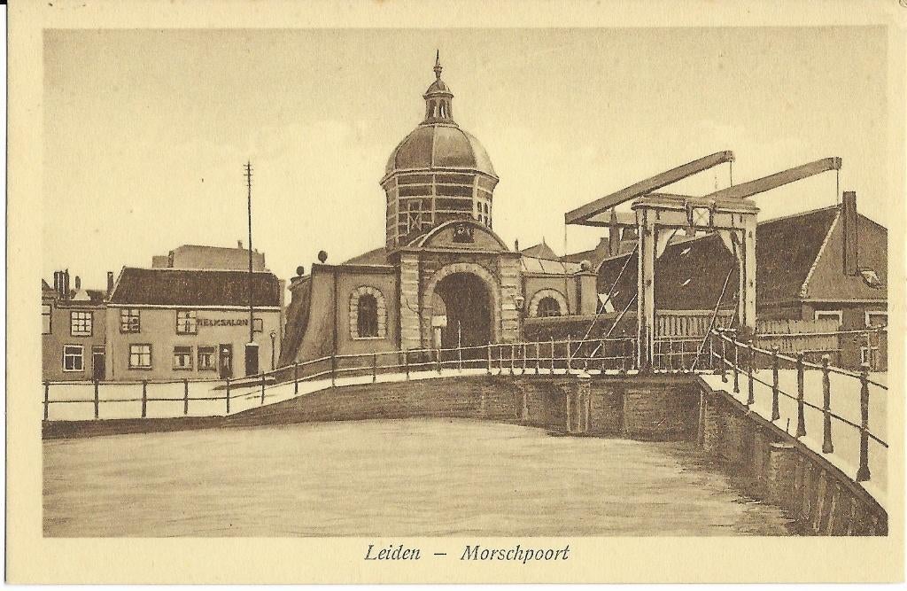 Leiden, Morschpoort, brug , ophaalbrug, Verzenden, 1920 tot 1940, Ongelopen, Zuid-Holland