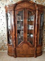 Italiaanse vitrine kast 180/230cm met geslepen glas in lood, Antiek en Kunst, Ophalen of Verzenden