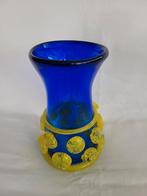 Vaasje gesigneerd 'Kisslinger 98' kobaltblauw met geel, Ophalen of Verzenden