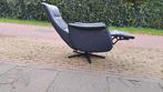 Relax fauteuil handmatig grijs/blauw leer relaxstoel, Huis en Inrichting, Fauteuils, Ophalen, Gebruikt, Minder dan 75 cm, Metaal