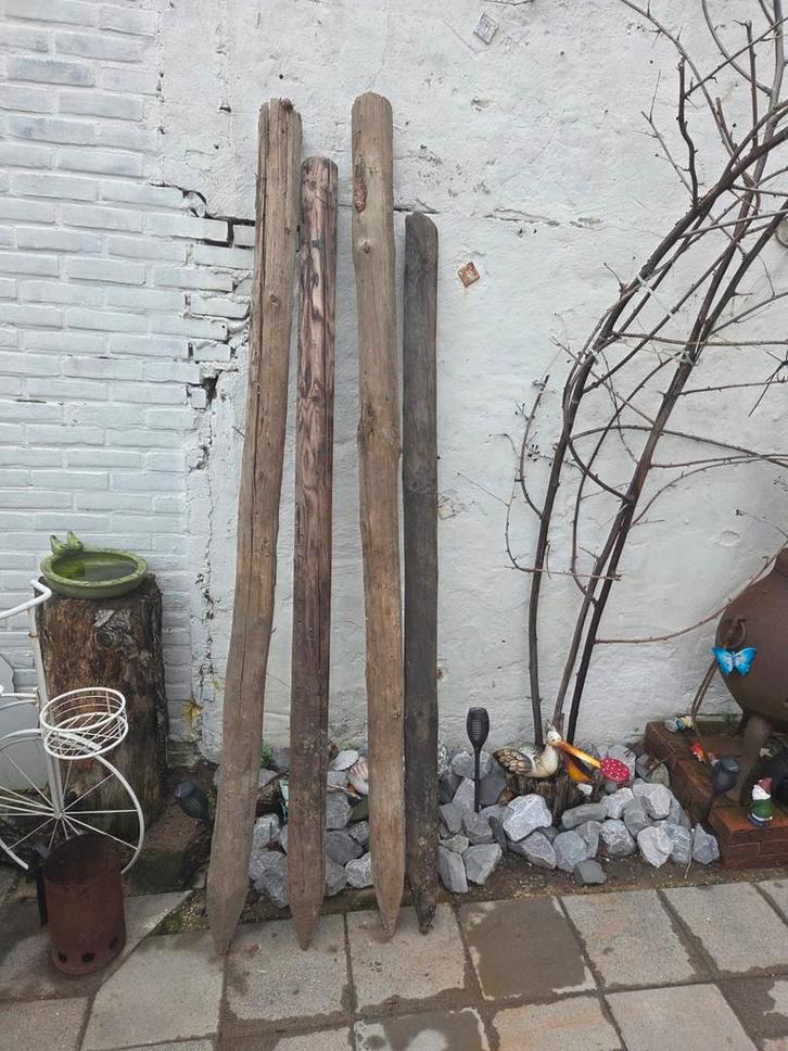 Stekpalen - 4 stuks, Tuin en Terras, Palen, Balken en Planken, Gebruikt, Palen, 180 tot 250 cm, Hardhout, Ophalen