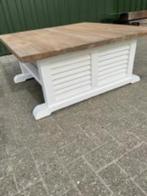 Salontafel Teakblad wit onderstel landelijk actie prijs, 50 tot 100 cm, Verzenden, Vierkant, 50 tot 100 cm