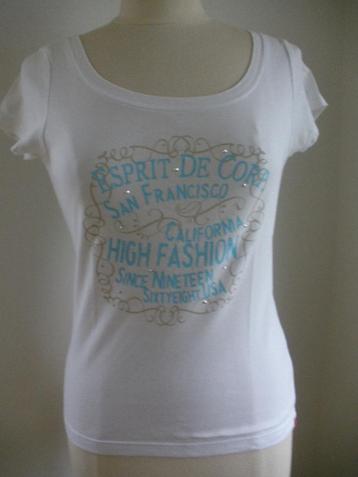 ESPRIT t- shirt wit met aqua zand print maat S beschikbaar voor biedingen