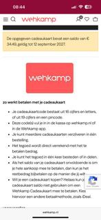Wehkamp tegoed twv €34,49 cadeaukaart cadeaubon, Eén persoon, Cadeaubon