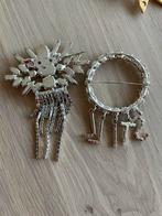 Vintage Strass Broches Set, Sieraden, Tassen en Uiterlijk, Broches, Overige materialen, Gebruikt, Ophalen of Verzenden, Zilver