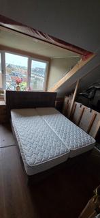 Mooie boxspring 160x200 grijs, Ophalen, Tweepersoons, Zo goed als nieuw, 200 cm