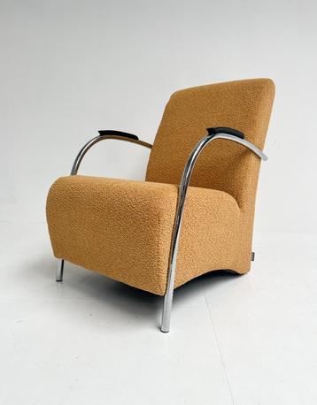 Opnieuw gestoffeerde Woood Halifax fauteuil in teddystof beschikbaar voor biedingen
