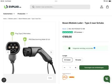 Laadkabel Type 2 naar Schuko - EV Opladen beschikbaar voor biedingen