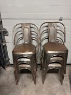 6 Metalen Bistro Stoelen, Ophalen, Gebruikt, Metaal, Grijs