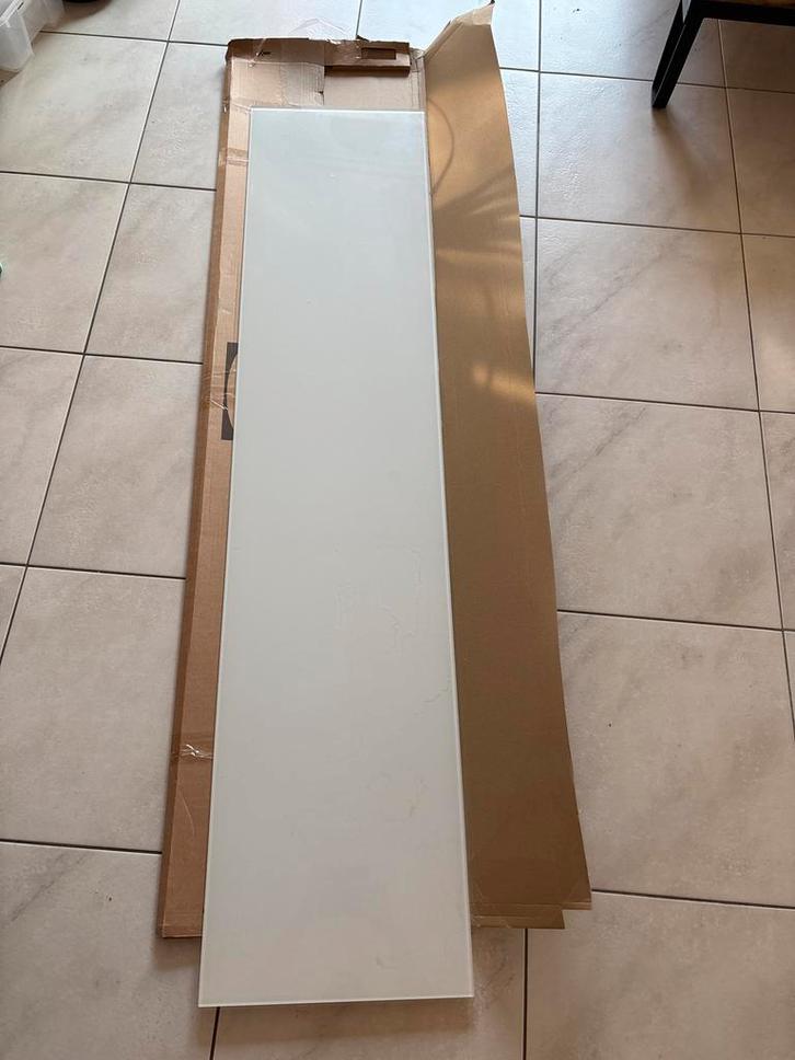 IKEA Besta Toppaneel Wit/Glas, Huis en Inrichting, Tafelonderdelen, Zo goed als nieuw, Tafelblad, Minder dan 50 cm, 150 tot 200 cm