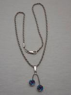 Zilveren koordketting met hanger met rijnstenen nr.1930, Met hanger, Verzenden, Zo goed als nieuw, Zilver