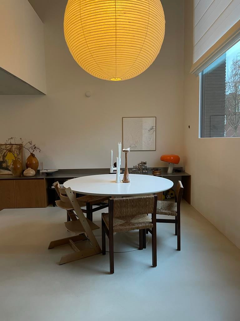 Vintage Arkana Eettafel Rond Wit tulpvoet, Ophalen, Design mid century space age, Gebruikt, 100 tot 150 cm