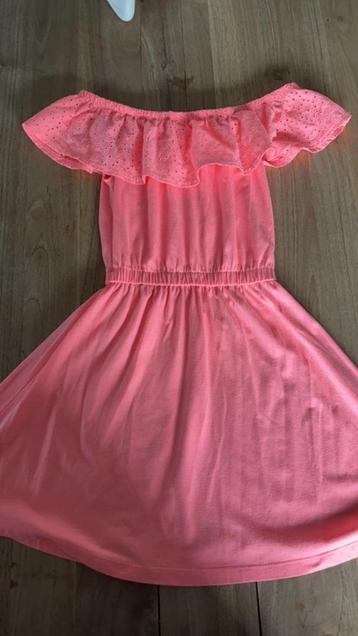 Jurk koraal 164 jurkje roze nieuw offshoulder nieuw broderie beschikbaar voor biedingen