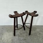 vintage Spaanse barkruk - donker hout - 10 stuks - brutalist, Huis en Inrichting, Ophalen, Onbekend, Onbekend, Hout