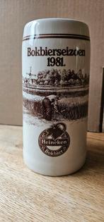 Heineken Bierbul Bokbier seizoen 1981 blusje op handvat, Heineken, Gebruikt, Ophalen of Verzenden