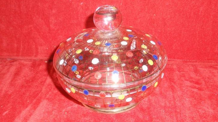Jaren 1950 bonbon schaal / vide poch glas met bolletjes, Verzamelen, Retro, Huis en Inrichting, Ophalen of Verzenden