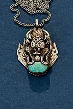Antieke ketting  en hanger Zilveren power Draak, Ophalen of Verzenden, Zo goed als nieuw, Zilver, Overige voorstellingen