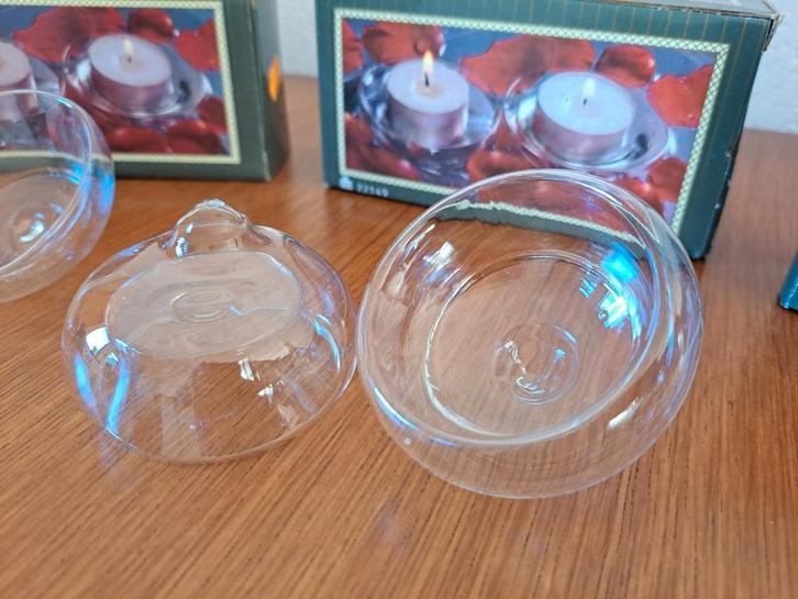 Drijvers voor theelicht/waxinelicht, glas, Huis en Inrichting, Woonaccessoires | Kandelaars en Kaarsen, Zo goed als nieuw, Minder dan 25 cm