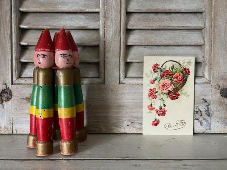 Franse brocante kegeltjes set (5 stuks), Antiek en Kunst, Curiosa en Brocante, Ophalen of Verzenden