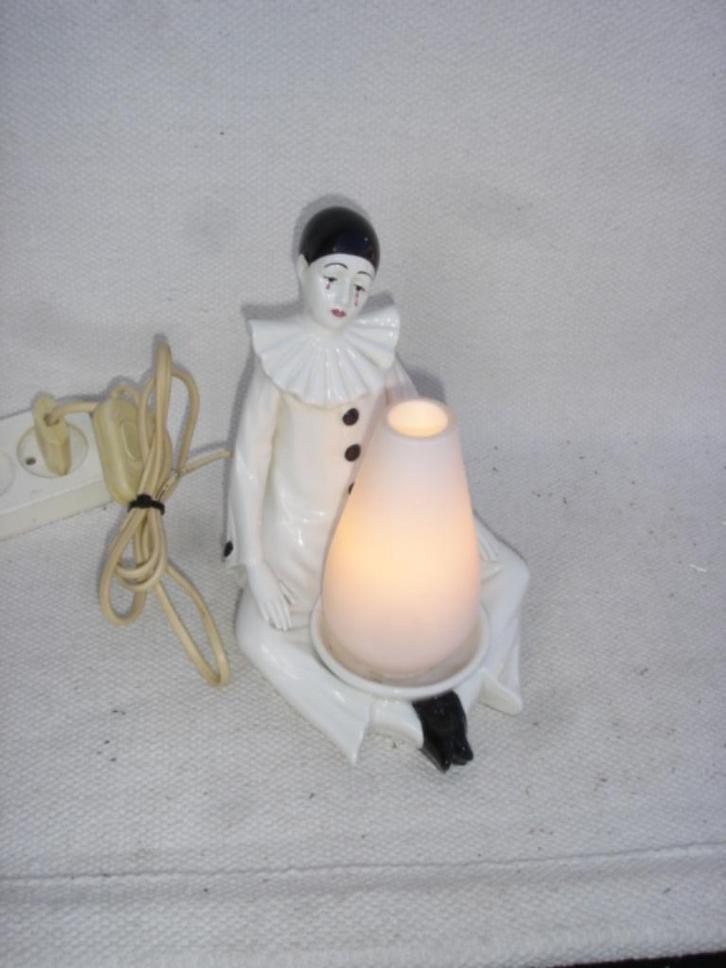 Vintage PIERROT tafellampje D. Bassano Italy ' 50, Huis en Inrichting, Lampen | Tafellampen, Gebruikt, Minder dan 50 cm, Glas