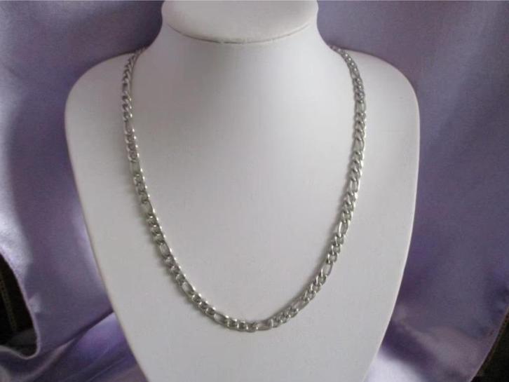 Cool Masculine Figaro halsketting, 60 cm , 6 mm x 2 mm, Sieraden, Tassen en Uiterlijk, Kettingen, Nieuw, Overige materialen, Zilver