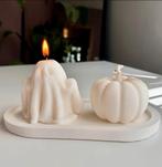 Soya Kaars Set/Spook & Pompoen/Persoonlijk Tray/Cadeau, Overige materialen, Wit, Nieuw, Ophalen of Verzenden