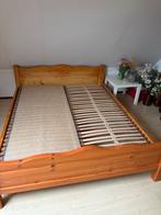 Tweepersoonsbed 160x200 met matrassen, Huis en Inrichting, Slaapkamer | Bedden, Ophalen, Gebruikt, Bruin, Tweepersoons