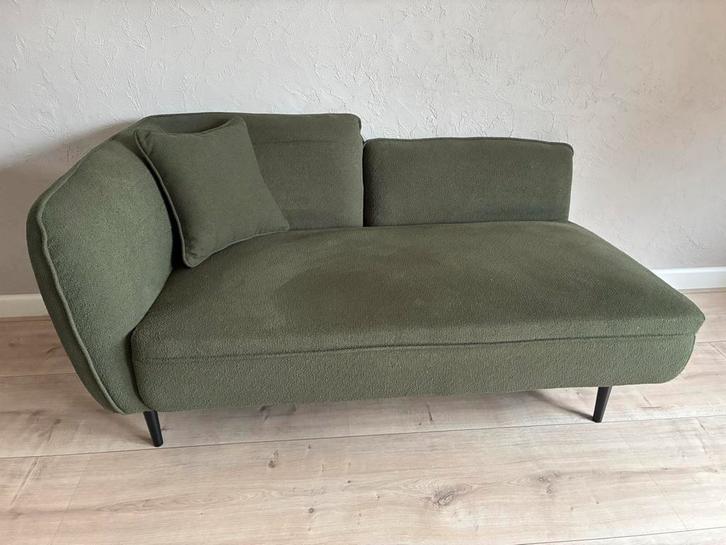Chaise longue chevannes boucle stof donkergroen Beliani, Huis en Inrichting, Banken | Sofa's en Chaises Longues, Gebruikt, Overige maten