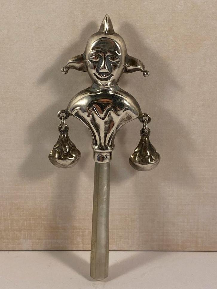 Zilveren rammelaar, narretje, Antiek en Kunst, Antiek | Goud en Zilver, Zilver, Ophalen of Verzenden