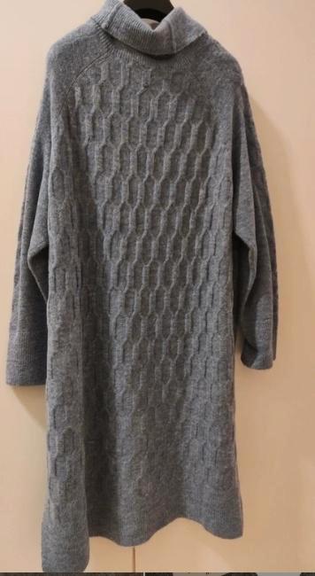 Marina RInaldi Jurk grijs met col 46/48, Kleding | Dames, Jurken, Nieuw, Maat 46/48 (XL) of groter, Grijs, Onder de knie, Ophalen of Verzenden