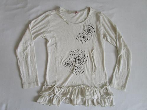 Lang wit shirt Didi met kraaltjes 12 jaar / 152, Kinderen en Baby's, Kinderkleding | Maat 152, Zo goed als nieuw, Meisje, Shirt of Longsleeve