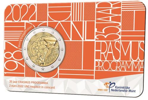 2 Euro Coincard Nederland 35 Jaar Erasmus 2022 € 14,50, Postzegels en Munten, Munten | Europa | Euromunten, 2 euro, Ophalen of Verzenden