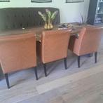3 eetkamerstoelen cognac, Huis en Inrichting, Stoelen, Ophalen, Gebruikt, Klassiek, Leer