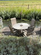 Tuintafel met 4 verstelbare stoelen + kussens, Ophalen, Gebruikt, Metaal, Verstelbaar