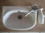 Wasbak 37cm met kraan en toebehoren, Ophalen of Verzenden, Zo goed als nieuw, Steen, Wastafel